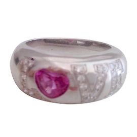 Anel Chopard Love em ouro branco com diamantes e safira rosa Prata