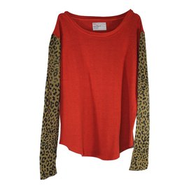 Leon & Harper Strickwaren Orange Leopardenprint