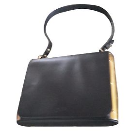 Jean Paul Gaultier Chrome Handbag Black Leather Black