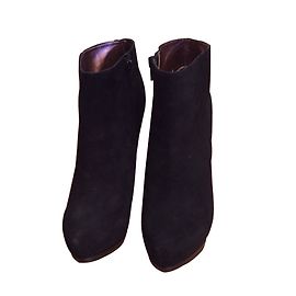 Aldo Black Deerskin High Heeled Ankle Boots 38 Black