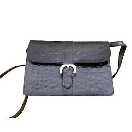 Autre Marque Marius Patte Crocodile Leather Handbag Ebony Ebony