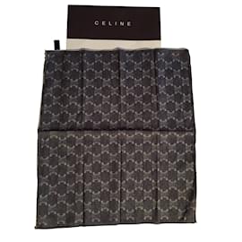 Sciarpa Quadrata Céline Logo Blu Navy Cotone e Seta Blu
