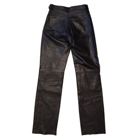Autre Marque-Pantalon cuir-Noir
