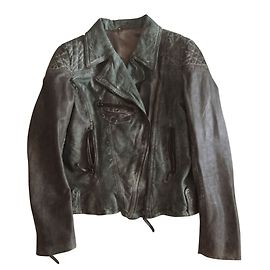 Veste Perfecto Giorgio en cuir vert Vert