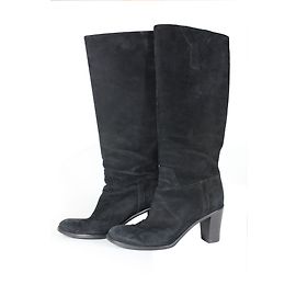 Yves Saint Laurent Black Suede Boots 37 Black