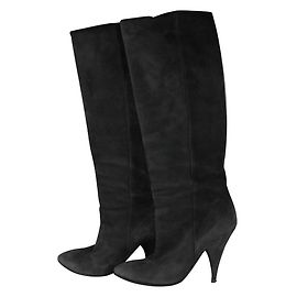 Yves Saint Laurent Grey Suede Boots 37.5 Grey