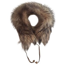 Autre Marque Cuello de piel de mapache beige Beige