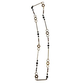 Autre Marque Collana lunga con perle dorate e nere D'oro