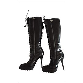 Bally Black Patent Leather Boots Size 37 Black