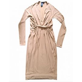 Dkny Drape Dress Beige Viscose Beige