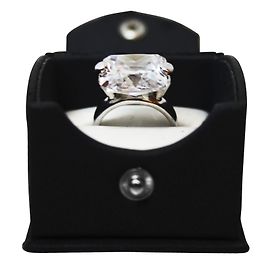 Autre Marque Silver Ring with White Crystal Square Stone Size 55 White