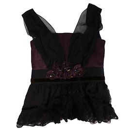 Top sin mangas de seda Louis Vuitton Negro Burdeos Negro Burdeos