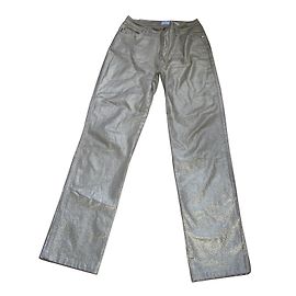 Jean Moschino Droit Taille Haute Doré Coton Doré