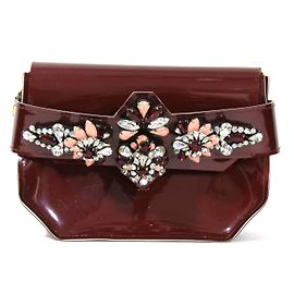 Mini bolsa Shourouk vinho em plástico e strass Bordeaux