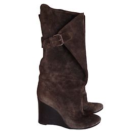 Bottes à talon compensé Balenciaga Daim Taupe Taupe