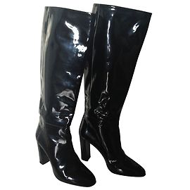 Pierre Hardy Black Varnish High Heel Boots Black
