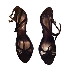 Autre Marque Black Satin Evening Heels Black