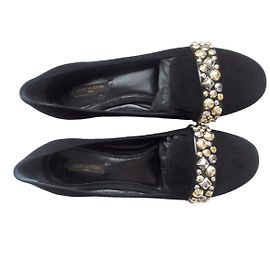 Mocassins Louis Vuitton en daim noir 39 Noir