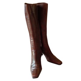 Sergio Rossi Brown Leather Boots Brown