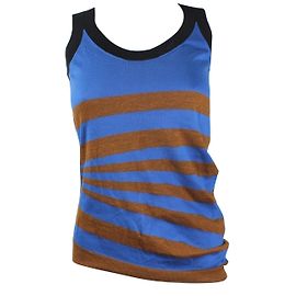 Top senza maniche Louis Vuitton a righe blu e marrone XS Blu