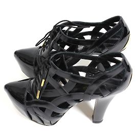 Louis Vuitton Black Leather Heels 36.5 Black