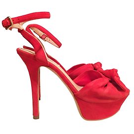 Guess Red Leather Sandals Size 37 Red