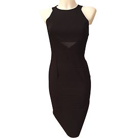 Zara ärmelloses schwarzes Stretch Kleid Schwarz