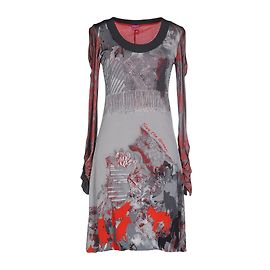 Autre Marque Vestido Save the Queen cinza e vermelho de viscose Cinza