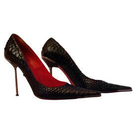 Gianmarco Lorenzi Pumps aus schwarzem Python Schwarz