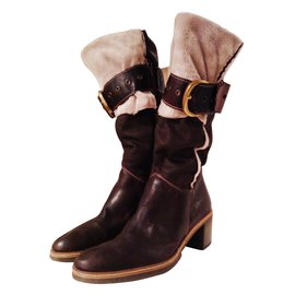 Autre Marque Kukoa Leather Boots Brown Brown