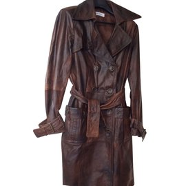 Zara-Manteau cuir-Marron