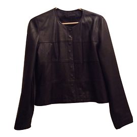 Ikks Schwarze Lederjacke aus Lammfell Schwarz