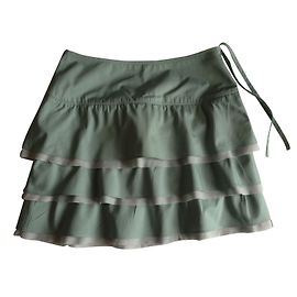 Saia Claudie Pierlot Verde Amendoada com Folhos Tamanho 1 Verde