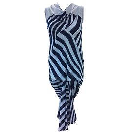 Robe en soie rayée Rick Owens Beige Noir Multicolore