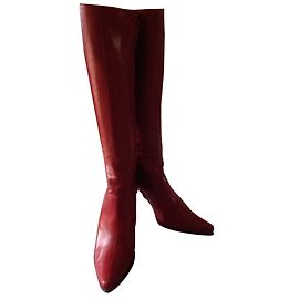 Robert Clergerie Red Leather Boots Size 37 Red