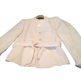 Max Mara Jacket Eggshell Polyester with Belt Eggshell