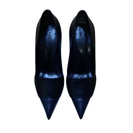 Décolleté Céline in pelle blu scuro a punta Blu