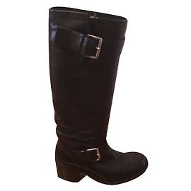 Free Lance Geronimo 7 Biker Boots Black Leather Black