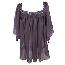 Top Topshop Prune en Mousseline de Polyester et Sequins Gris Prune