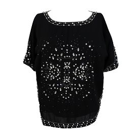 Bash Georges Top Black with Embroidered Pearls and Crystals Black