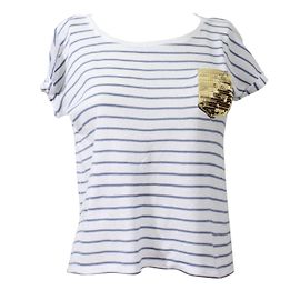 Autre Marque Sud Express Camisa Toiny Listrada Azul Branco Algodão Branco Azul