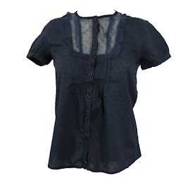 Top Sandro de algodón negro con detalle de encaje azul Negro