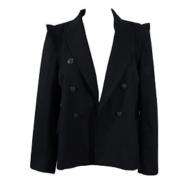 Sandro Schwarze Jacke mit Rüschendetails Größe 40 Schwarz