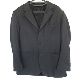 Yves Saint Laurent Black Striped Wool Blazer Jacket Black