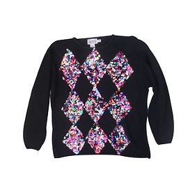 Autre Marque Multicolor Pailletten Pullover aus Seide und Angora Schwarz Schwarz
