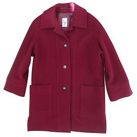 Weill Burgundy Wool Cashmere Coat Size 40 Red