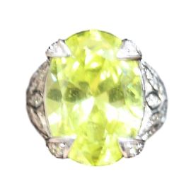 inconnue Silver Zircon Ring Green Peridot Size 55 Green