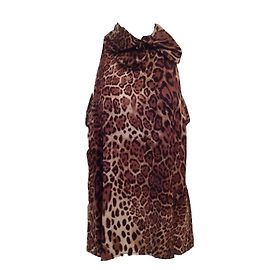 Autre Marque Top de seda com estampa de leopardo Estampa de leopardo