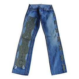 Autre Marque Jeans de denim azul feitos à mão Azul