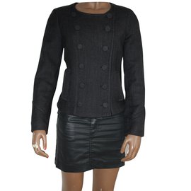 Sandro Black Wool Jacket Size 40 Black
